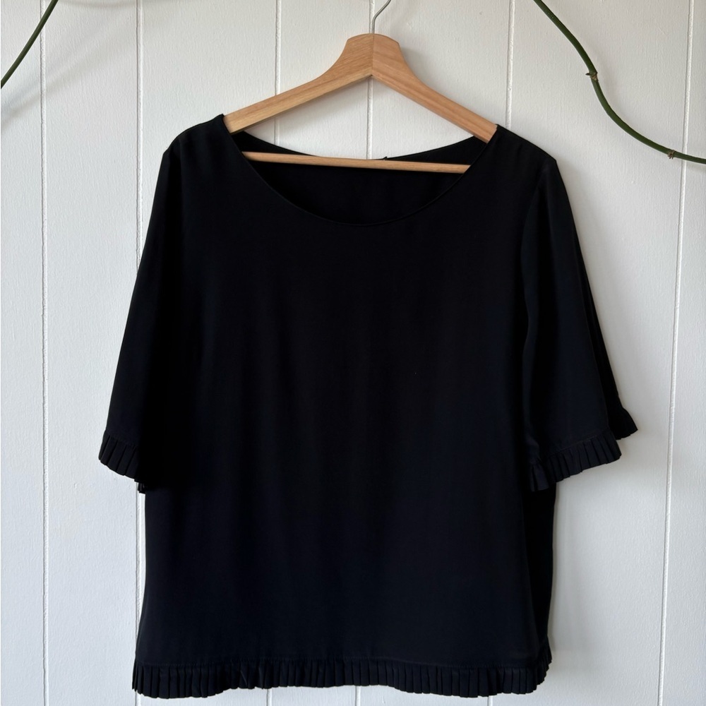 Le Lis Blanc 100% Silk Black Top | Size Large - Picture 4 of 6